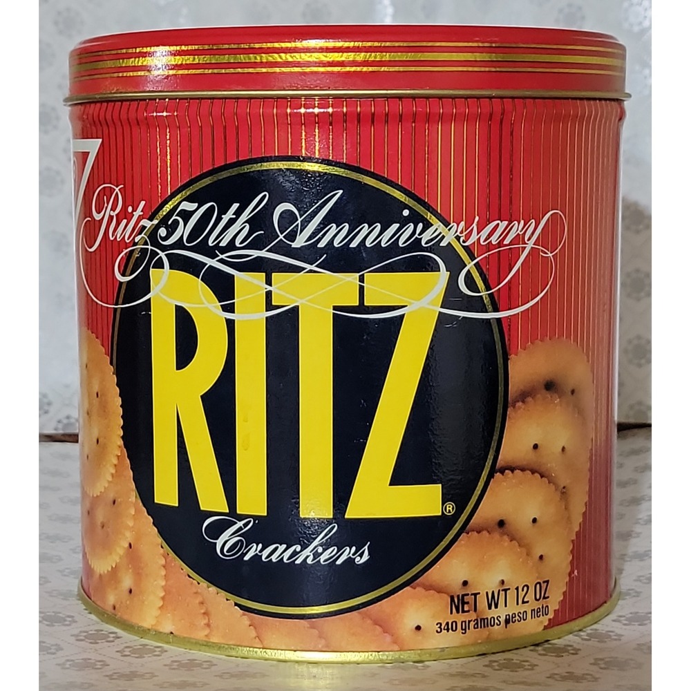 Ritz Crackers 50th Anniversary Collectible Tin 1934-1984 Red Gold 12oz
